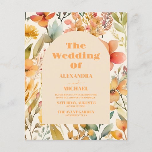 Budget Waterverf Roze Sinaasappel Wildflowers Brui (Voorkant)