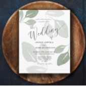Budget Waterverf Sage Green Wedding Invitation