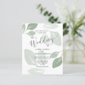 Budget Waterverf Sage Green Wedding Invitation (Staand voorkant)