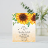 Budget Waterverf Sunflower bruiloft uitnodiging (Staand voorkant)