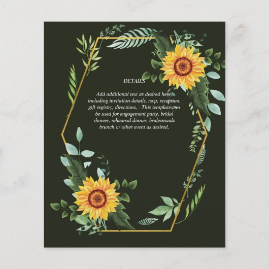 BUDGET Waterverf SUNFLOWERS Greenery Wedding Flyer (Achterkant)