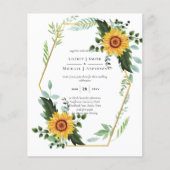 BUDGET Waterverf SUNFLOWERS Greenery Wedding Flyer (Voorkant)