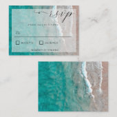 Budget Waterverf Tropical Beach Wedding RSVP Card Notitiekaartje (Voorkant / Achterkant)