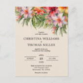 Budget Waterverf Tropische bruiloft uitnodiging (Voorkant)