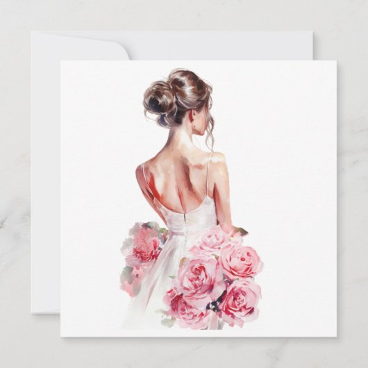 Budget Waterverf Trouwjurk Vrijgezellenfeest Kaart (Achterkant)