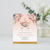 BUDGET, Waterverf van Unicorn Florals Girl Invitat (Staand voorkant)