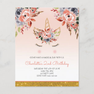 BUDGET, Waterverf van Unicorn Florals Girl Invitat