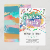 Budget Waterverf Verf Partij Verjaardag Notitiekaartje (Voorkant / Achterkant)