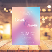 Budget waterverf verloopinkt en paarse bruiloft flyer