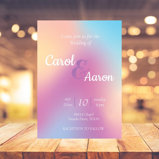 Budget waterverf verloopinkt en paarse bruiloft flyer