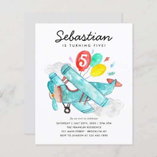 Budget Waterverf Vliegtuig Ballonnen Kinderen Verj (Voorkant / Achterkant)