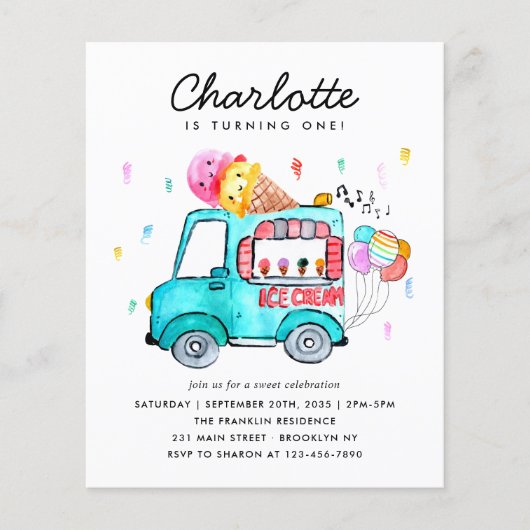 Budget Waterverf Vrachtwagenballon IJs Verjaardag (Voorkant)