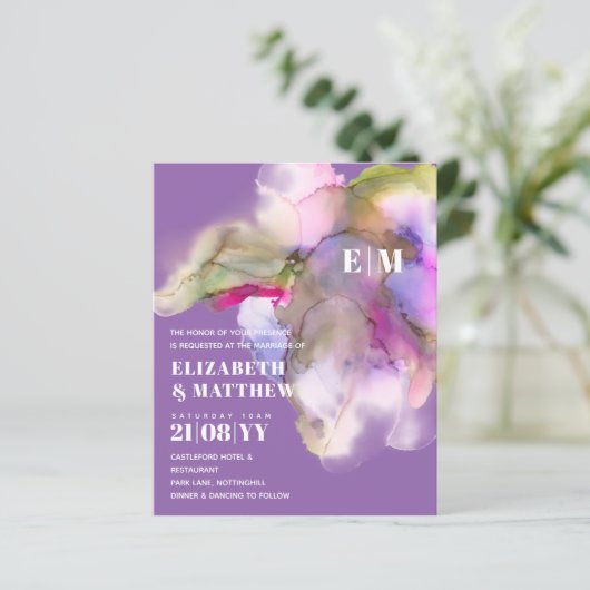 BUDGET Waterverf Weddenschap Abstract Paars grijs (Staand voorkant)