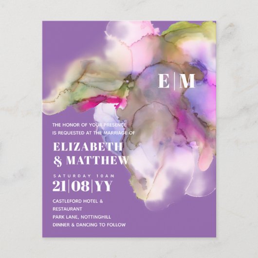 BUDGET Waterverf Weddenschap Abstract Paars grijs (Voorkant)