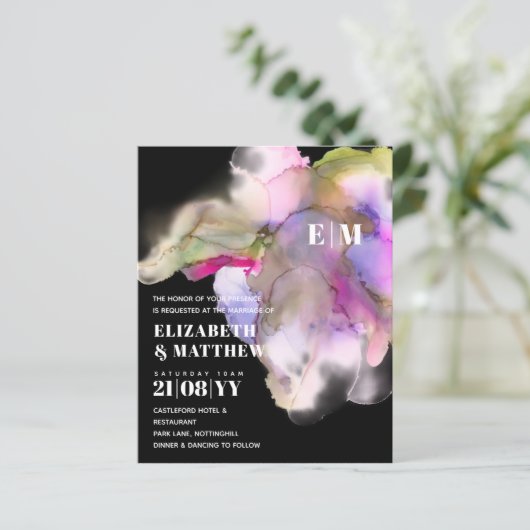 BUDGET Waterverf Weddenschap Abstract Paars grijs (Staand voorkant)