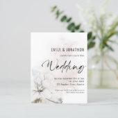 Budget Waterverf White Florals QR Wedding Invite (Staand voorkant)