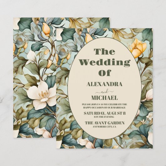 Budget Waterverf White Lily Art Nouveau Bruiloft (Voorkant / Achterkant)