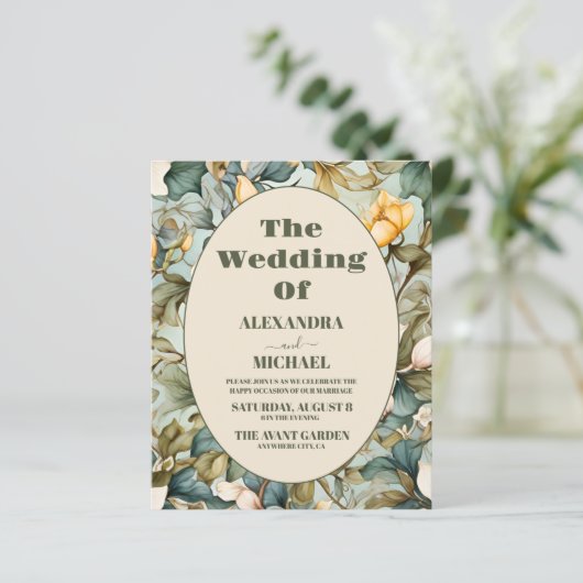 Budget Waterverf White Lily Art Nouveau Bruiloft (Staand voorkant)