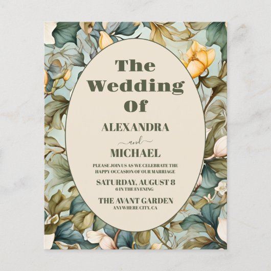 Budget Waterverf White Lily Art Nouveau Bruiloft (Voorkant)