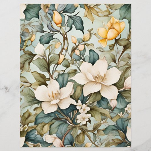 Budget Waterverf White Lily Art Nouveau Bruiloft Flyer (Achterkant)