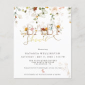 Budget Waterverf Wilde Bloem Baby Shower (Voorkant)