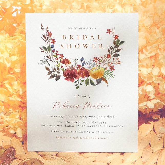 Budget Waterverf Wilde Bloemen Herfst Bruidsdouche (Creator heeft geüpload)