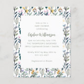 Budget Waterverf Wildflower Baby shower Uitnodigen (Voorkant)