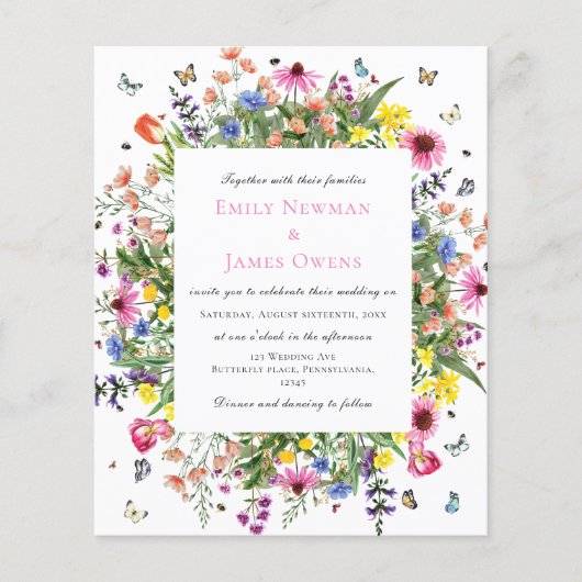 Budget Waterverf Wildflower Bruiloft (Voorkant)