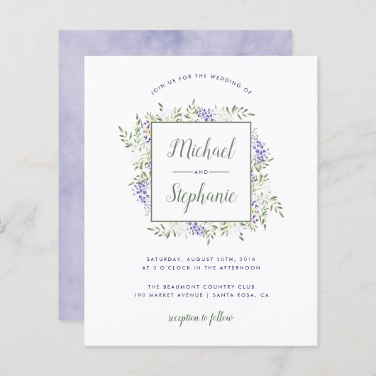 Budget Waterverf Wisteria Lijst Wedding (Voorkant / Achterkant)