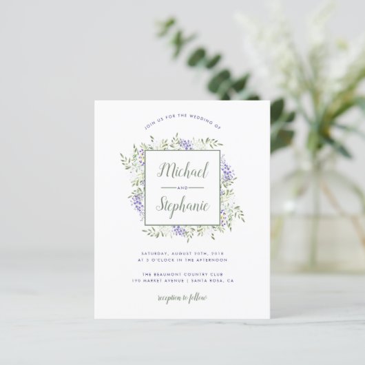 Budget Waterverf Wisteria Lijst Wedding (Staand voorkant)