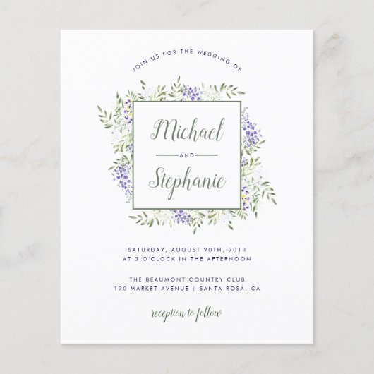 Budget Waterverf Wisteria Lijst Wedding (Voorkant)