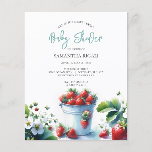 Budget Waterverf Zomer Baby shower (Voorkant)