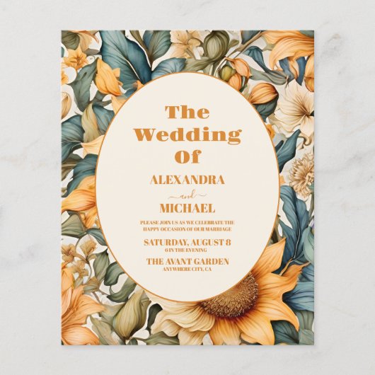 Budget Waterverf Zonnebloem Bruiloft (Voorkant)