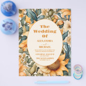 Budget Waterverf Zonnebloem Bruiloft Flyer (Enkel)