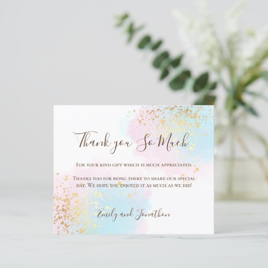 Budget Waterverven Foto bruiloft Dank u (Staand voorkant)