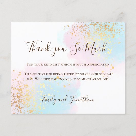 Budget Waterverven Foto bruiloft Dank u (Voorkant)