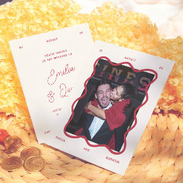 Budget Wavy Frame Retro Foto Huwelijksuitnodiging