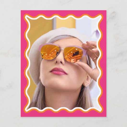 Budget Wavy Pink Oranje Foto Afstuderen Uitnodigen (Achterkant)