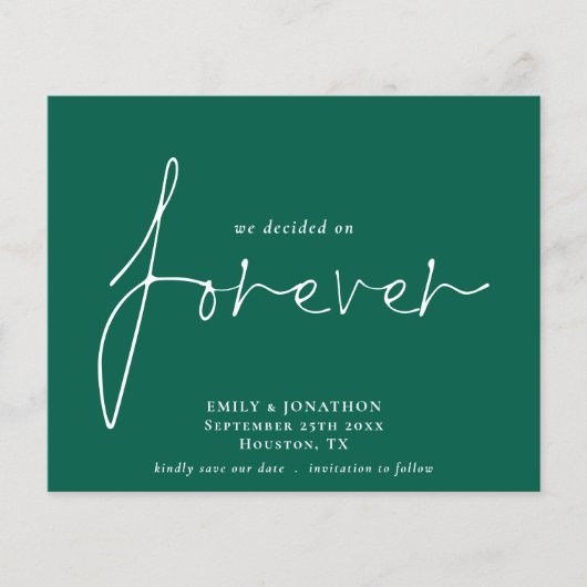 Budget We besloten op Forever Emerald Save the Dat (Voorkant)