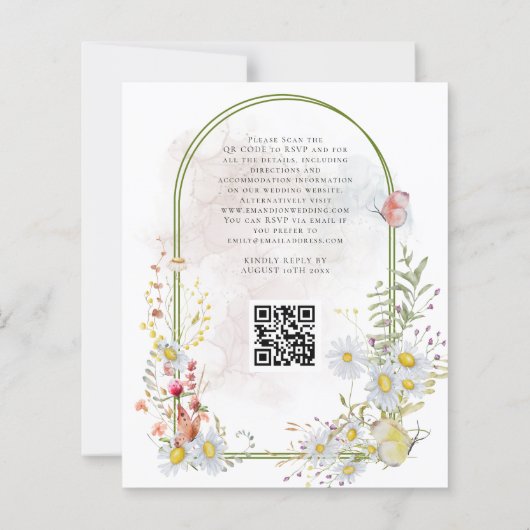 Budget we doen Daisies Arch QR Wedding-uitnodiging (Achterkant)