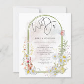 Budget we doen Daisies Arch QR Wedding-uitnodiging (Voorkant)