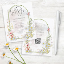 Budget we doen Daisies Arch QR Wedding-uitnodiging
