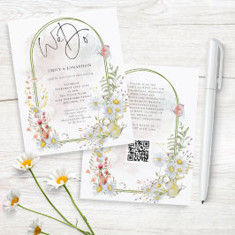 Budget we doen Daisies Arch QR Wedding-uitnodiging
