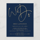 Budget We doen Gold Script Navy QR Wedding Invite (Voorkant)
