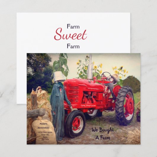 Budget We hebben Boerderij Tractor Red Rustic Land (Voorkant / Achterkant)