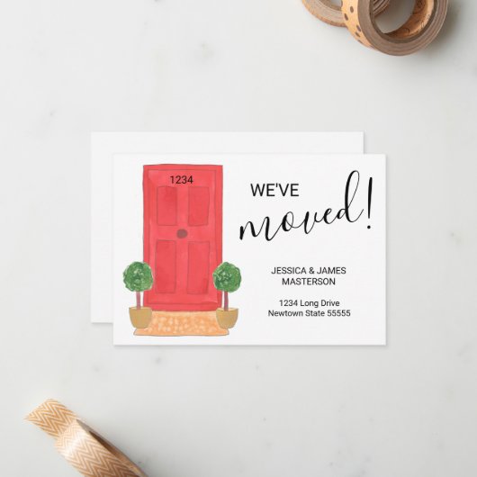 Budget We hebben de Red Ddoor Announcement Kaart v Notitiekaartje (Voorkant / Achterkant in situ)