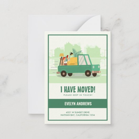 Budget We hebben groene auto op de weg verplaatst Notitiekaartje (Voorkant)