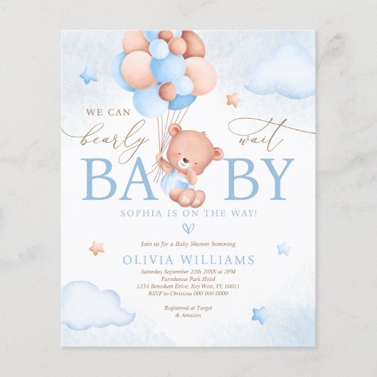 Budget We kunnen de uitnodiging tot Baby shower af (Voorkant)