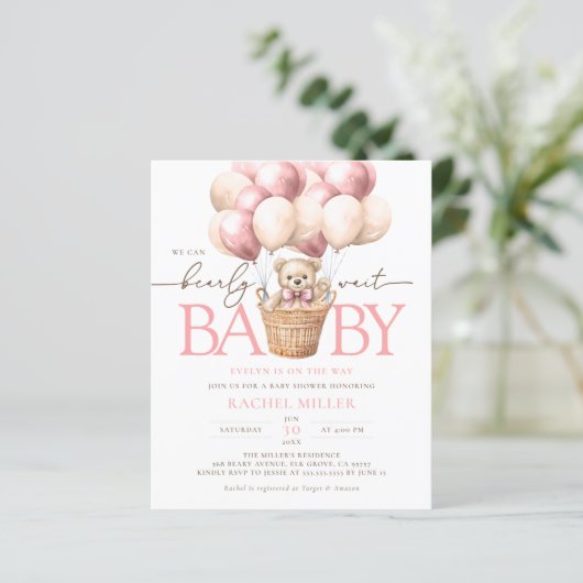 Budget We kunnen nauwelijks wachten roze Baby show (Staand voorkant)