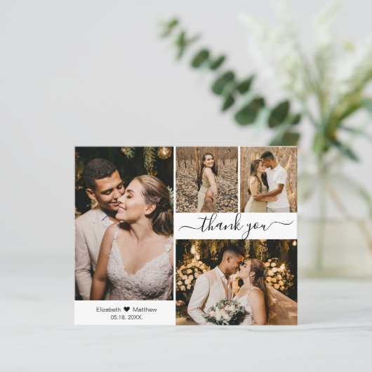 Budget Weddenfoto Collage Hartelijk dank Kaart scr (Staand voorkant)